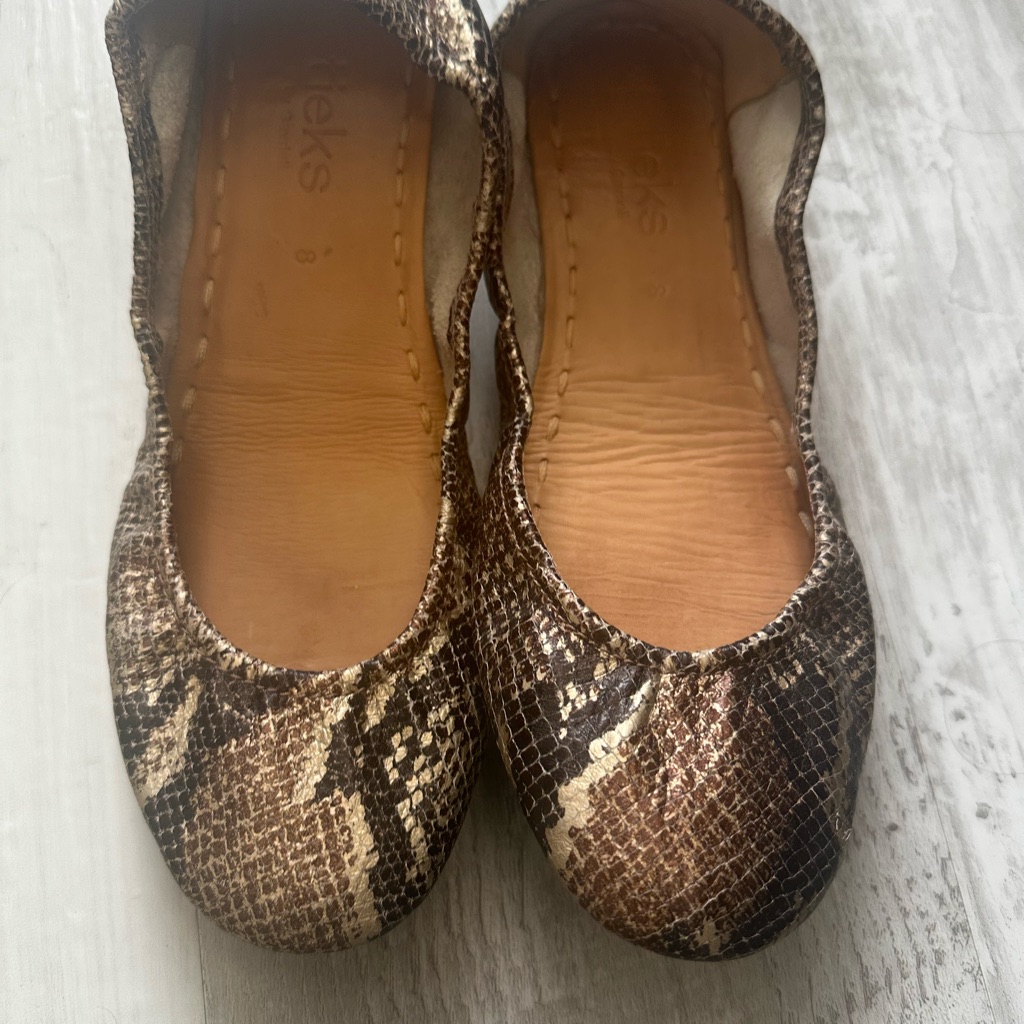 Tieks Copper Snake Skin Ballet Flats. Size 8